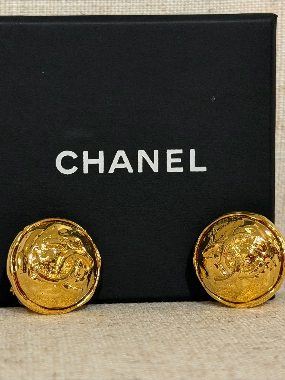 CHANEL Gold-Tone Textured CC Hair Clips